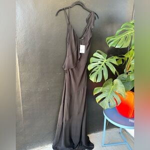 New with tags floor length black ruffle dress